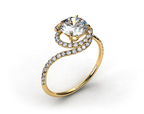 18k Yellow Gold Pave Set Swirl AE100 by Danhov Designer Engagement Ring